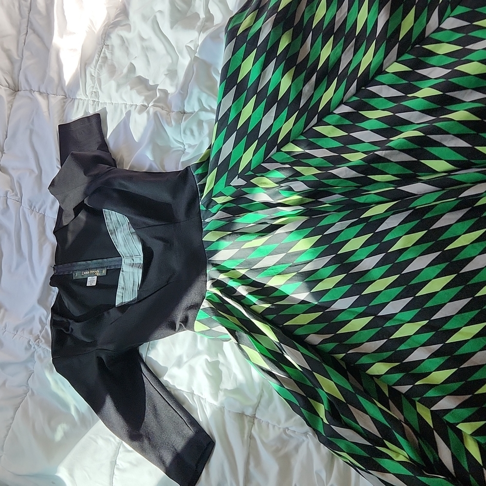 XL EUC Laura Byrnes green harlequin Alfreda dress